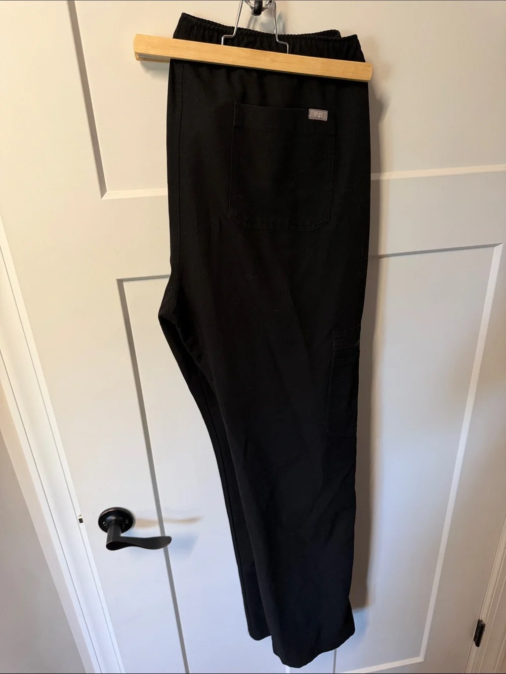 Figs Men's Black Jogger Scrub Pants with White Drawstring